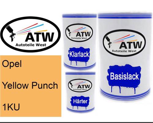 Opel, Yellow Punch, 1KU: 500ml Lackdose + 500ml Klarlack + 250ml Härter - Set, von ATW Autoteile West.